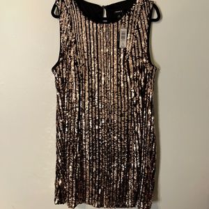 TORRID BLACK & GOLD SEQUIN A-LINE DRESS (NWT)